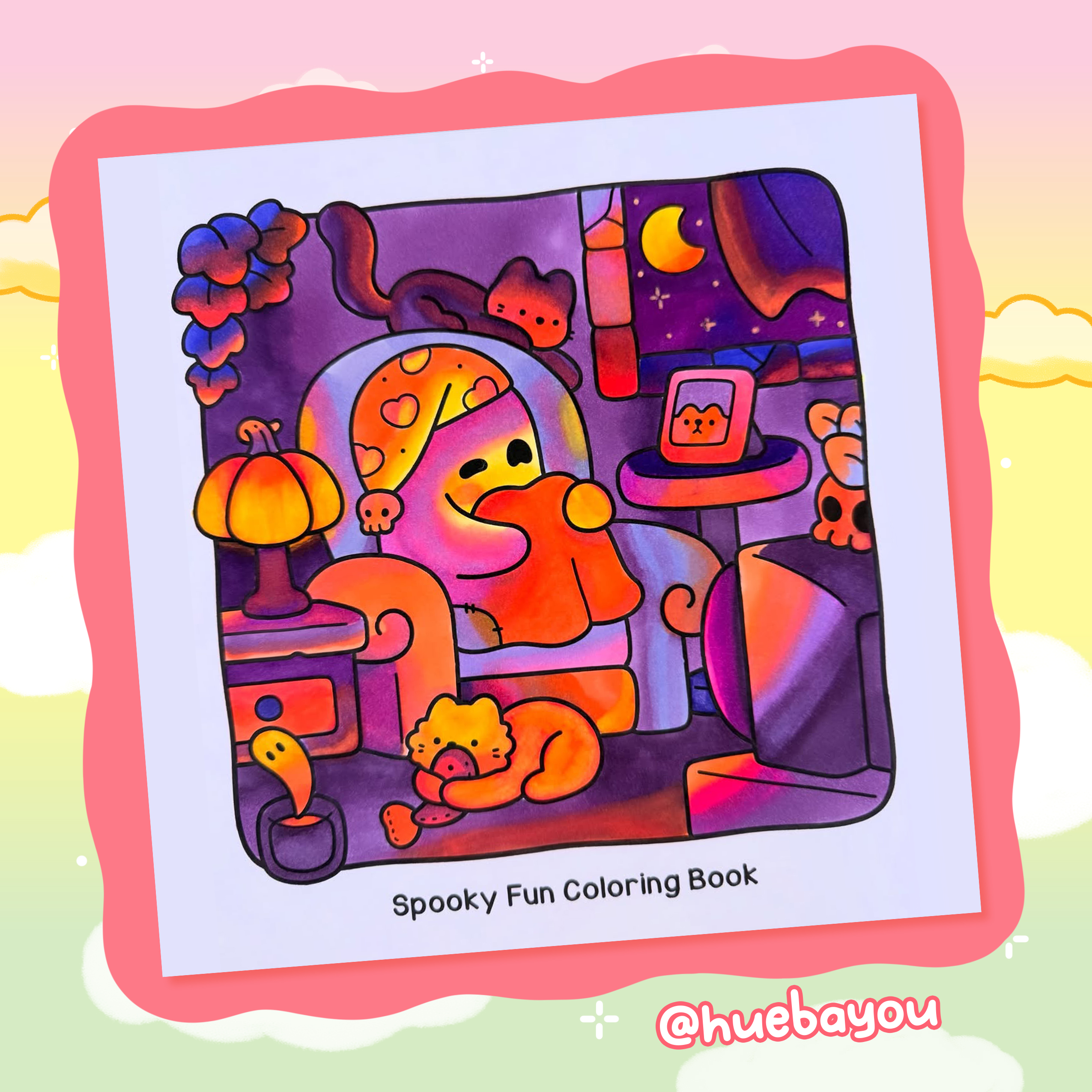 Pink Halloween theme with ghost using face mask by @huebayou