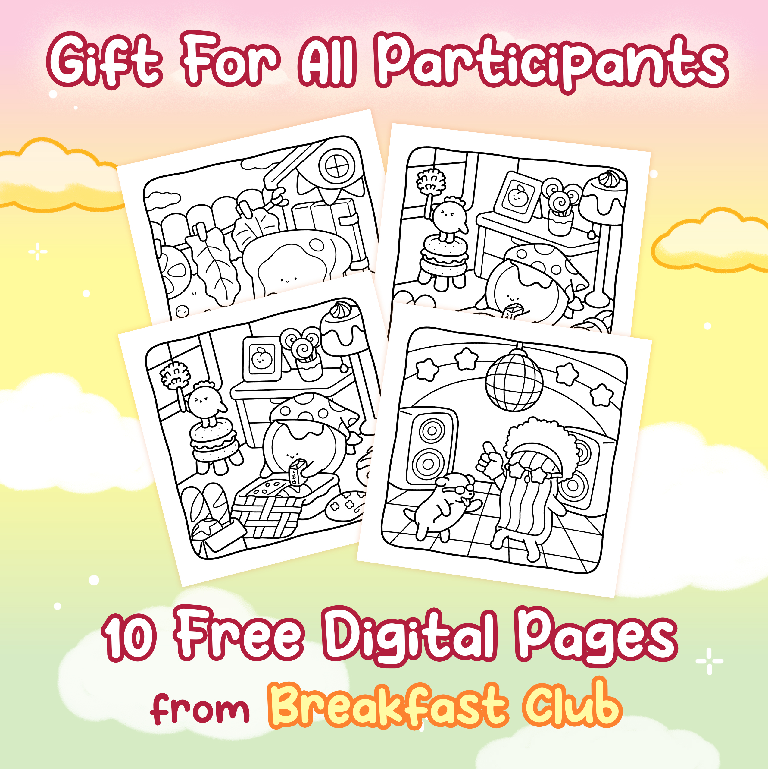 Free digital coloring pages gift from Breakfast Club