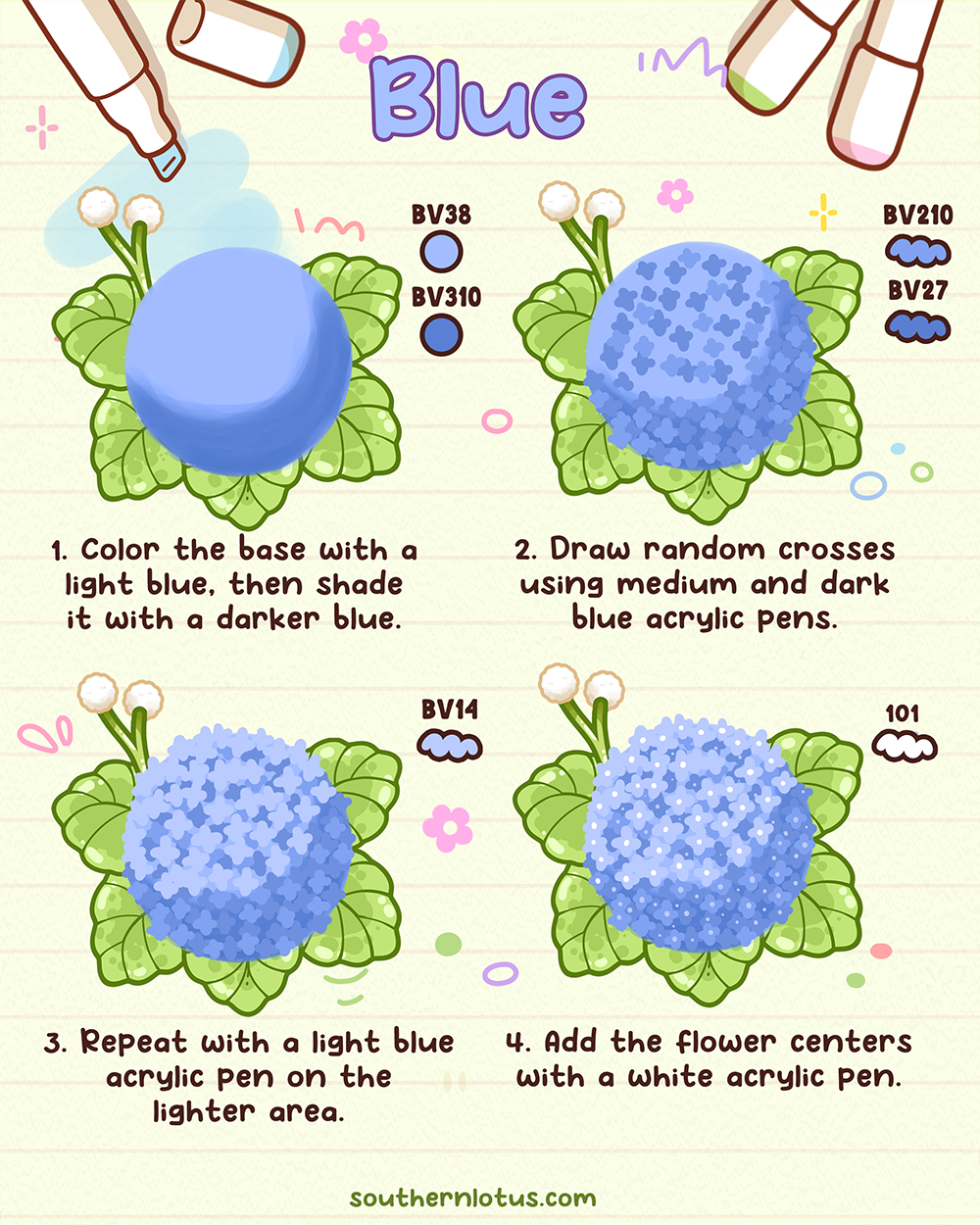 Blue Hydrangeas Coloring Tutorial