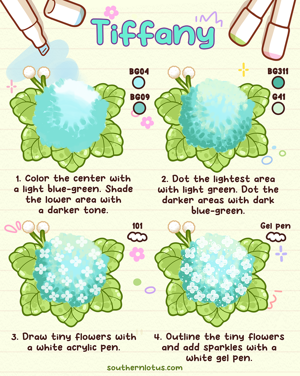 Tiffany Hydrangeas Coloring Tutorial