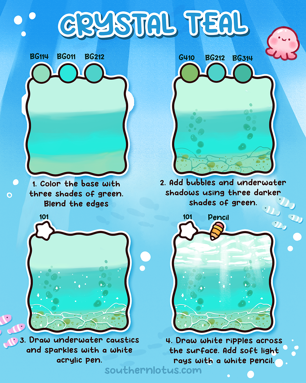 Crystal Teal Underwater Coloring Tutorial