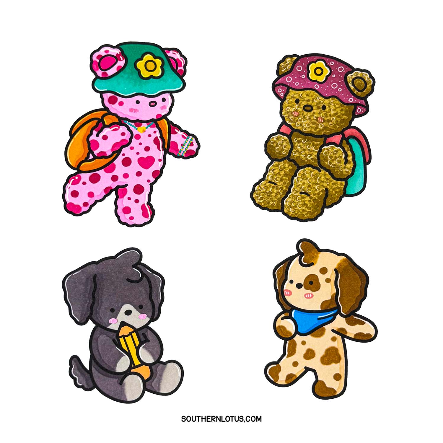 Fuzzy bear with backpack