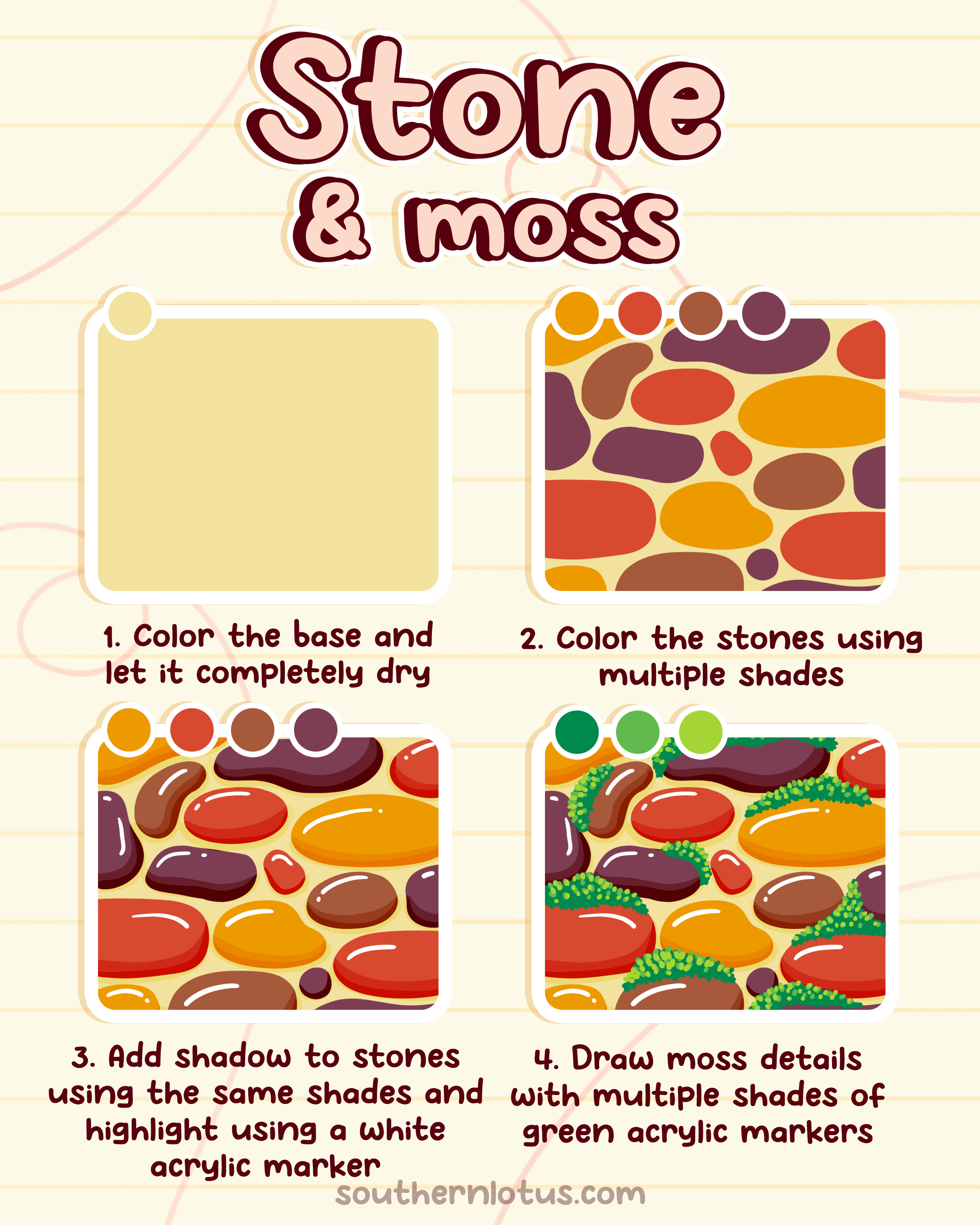 Stone and moss wall coloring example