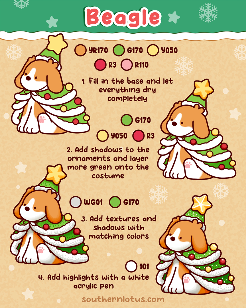 Beagle Christmas Tree Costume Coloring Tutorial