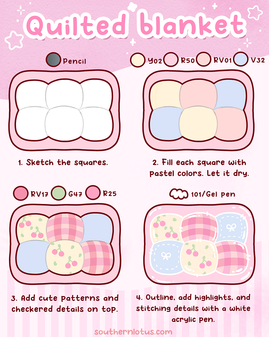 How to draw patchwork blanket for cute coloring pages
