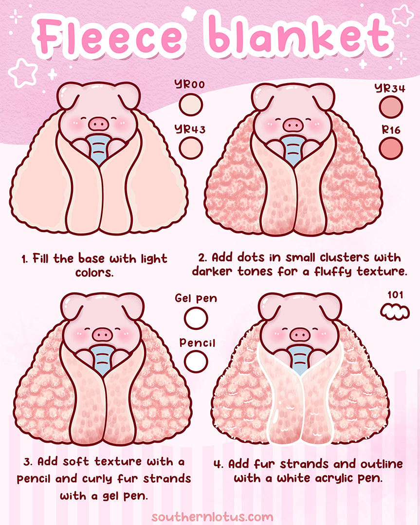 How to draw fluffy blanket soft texture tutorial