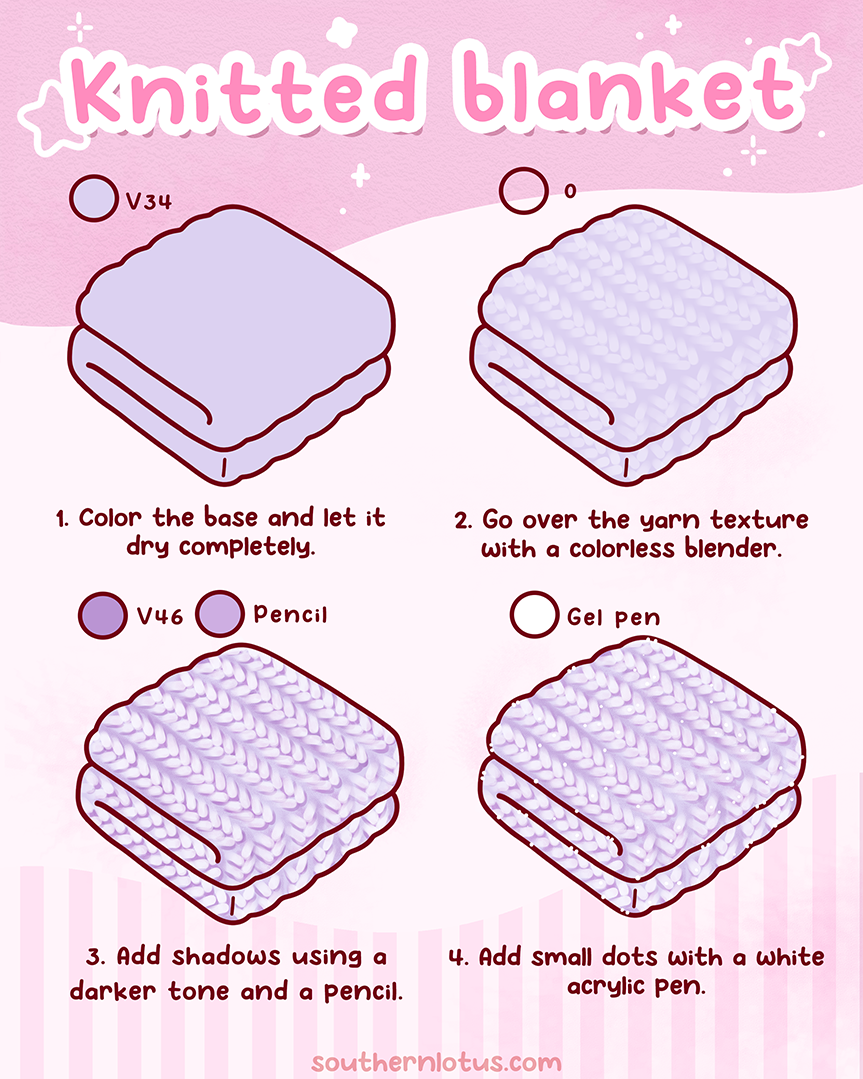 How to draw knitted blanket cozy texture tutorial