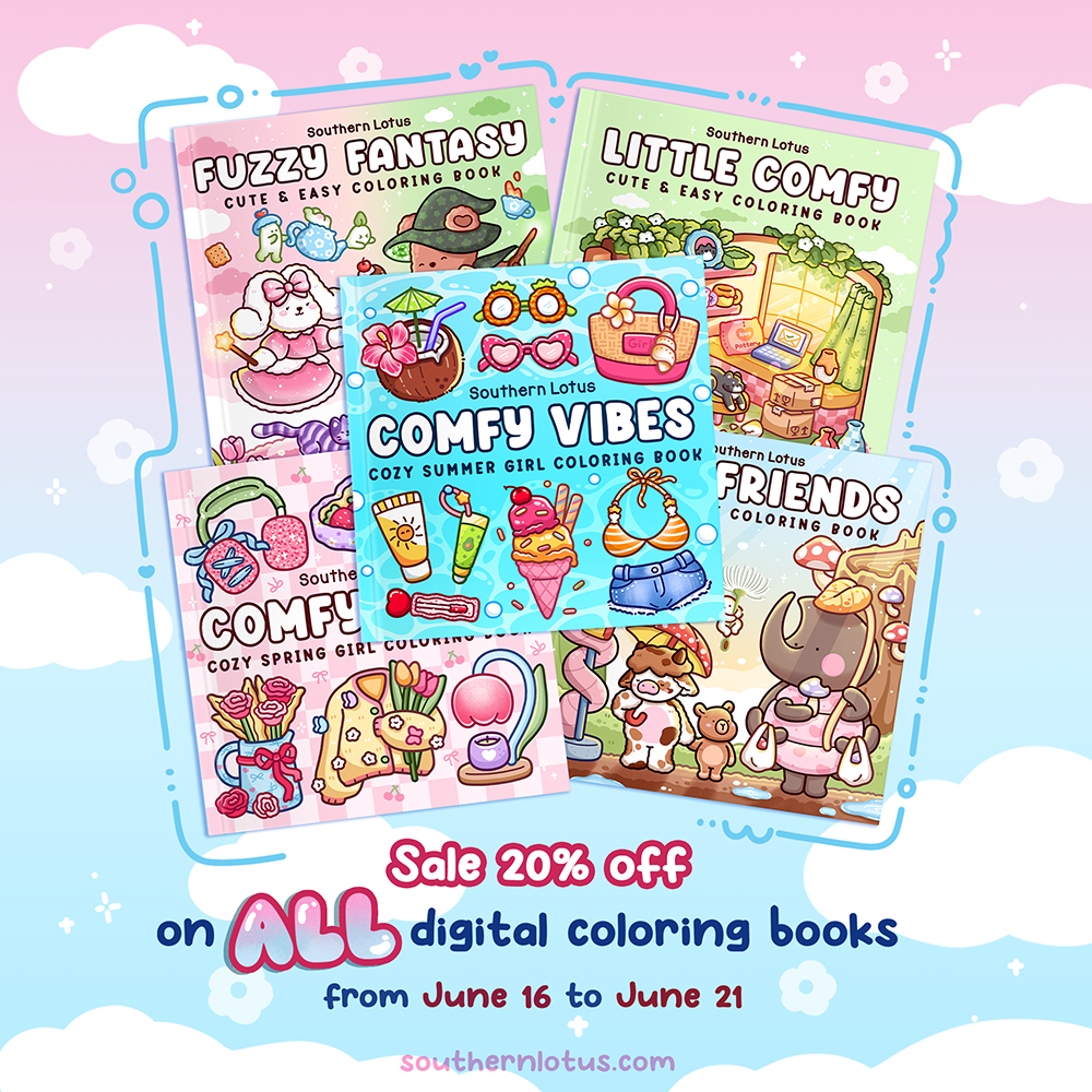 Southern Lotus coloring book sale promotion cozy coloring books