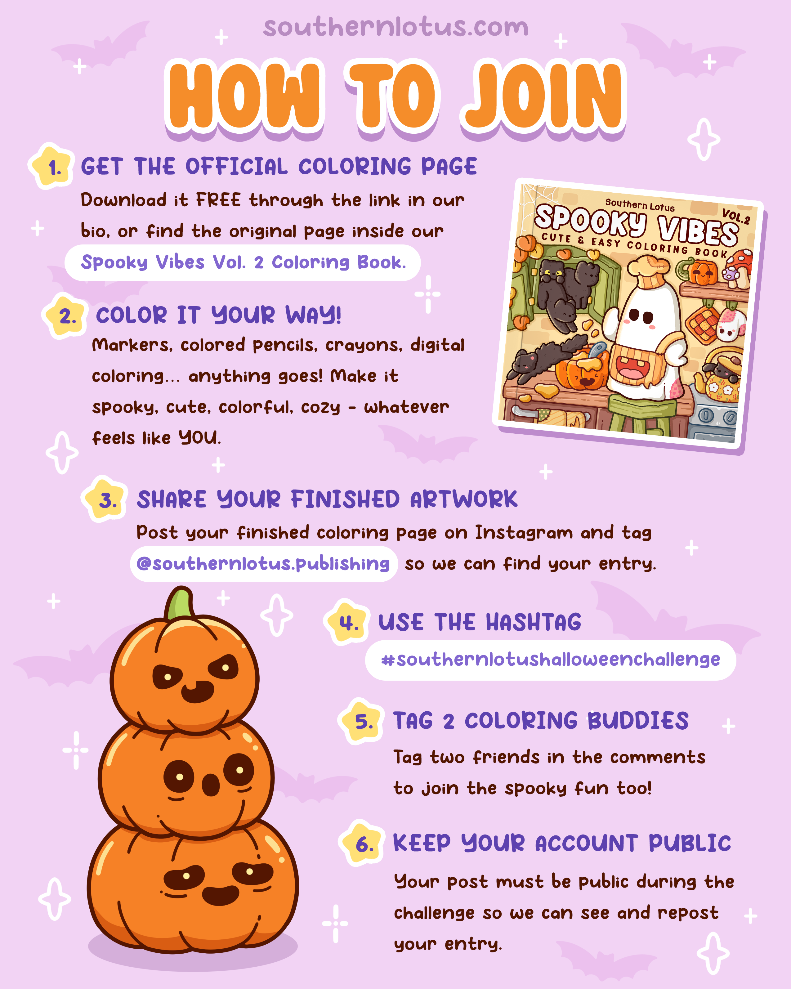 Free Halloween coloring page for Southern Lotus coloring challenge