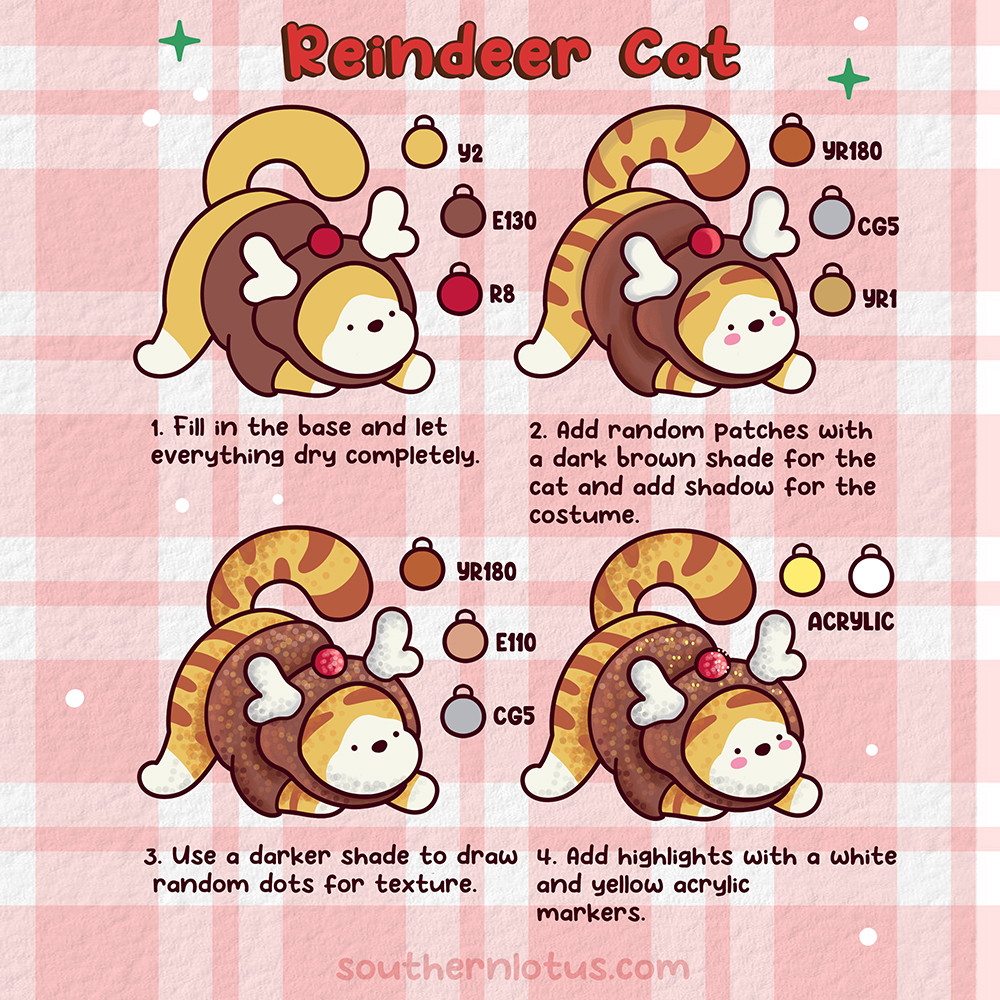 Reindeer Cat coloring tutorial with warm brown markers