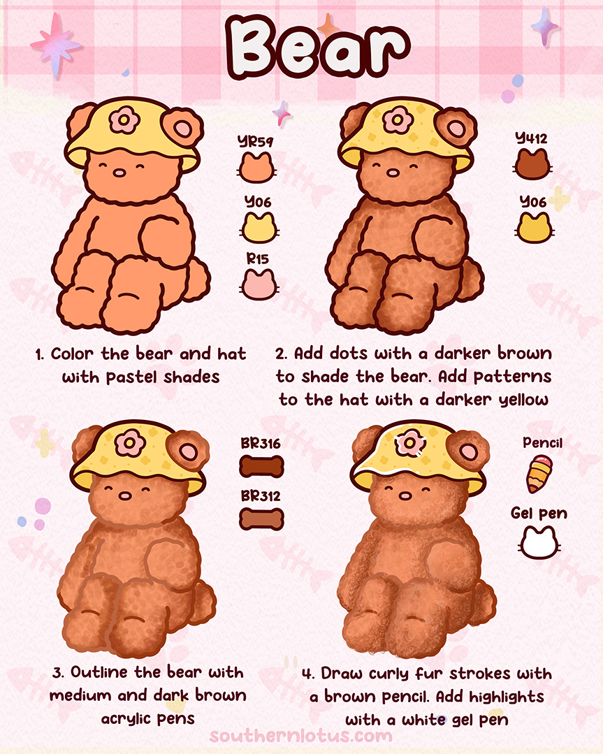 Bear fur coloring tutorial dense cozy texture with Ohuhu markers