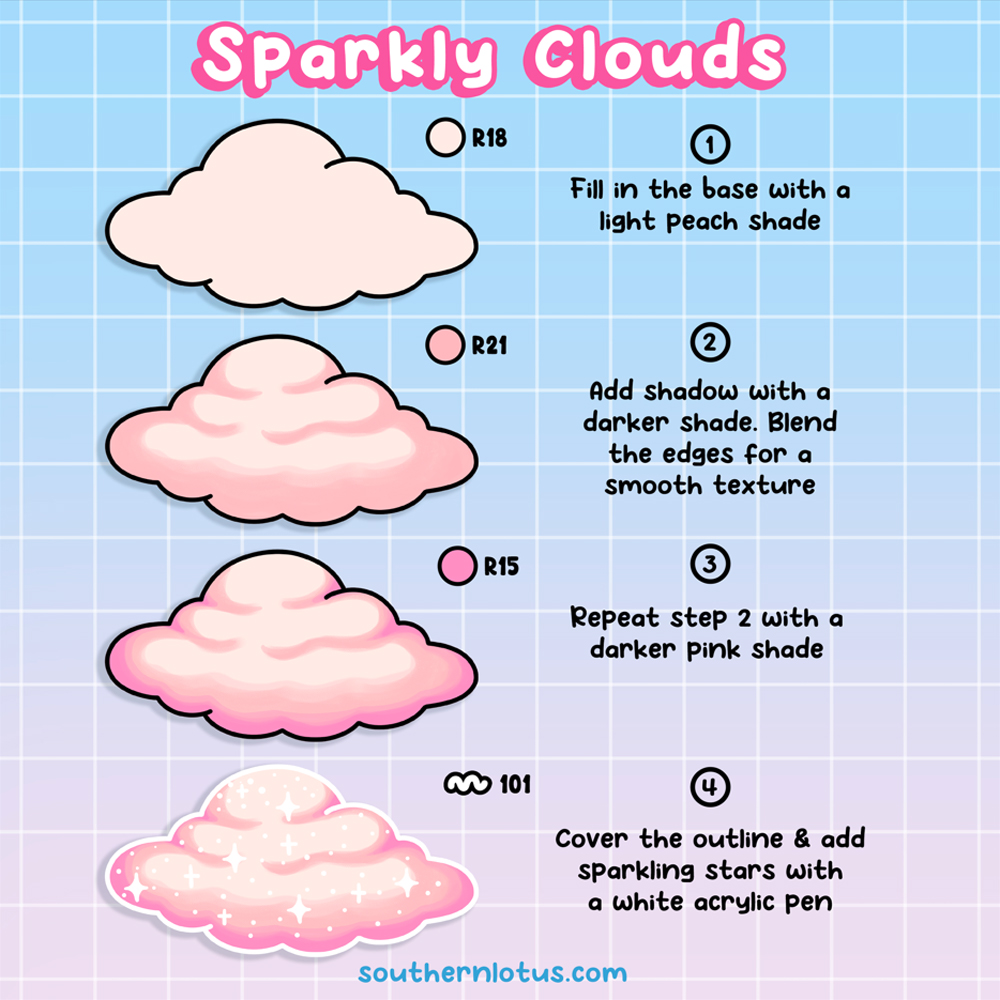 Sparkly Clouds Coloring Tutorial