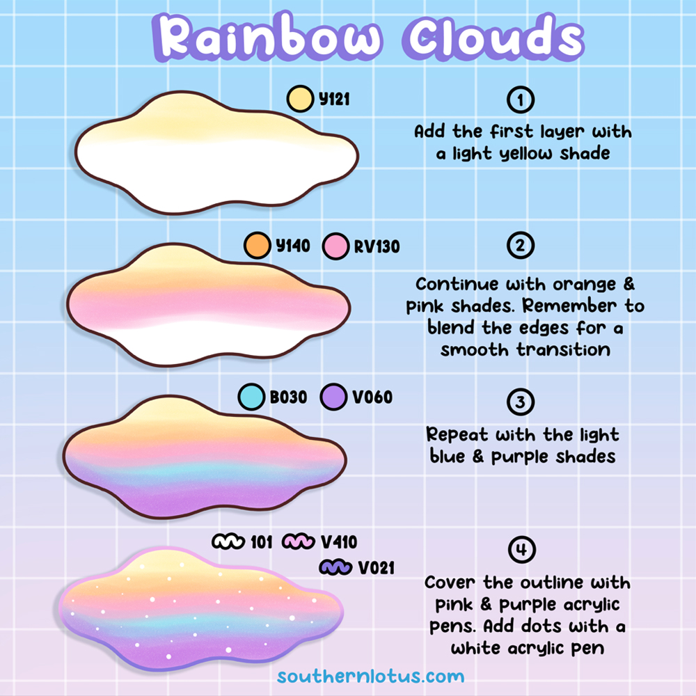 Rainbow Clouds Coloring Tutorial
