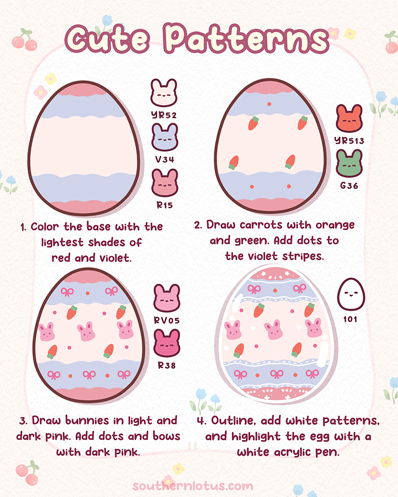 cute pattern easter egg kawaii coloring tutorial