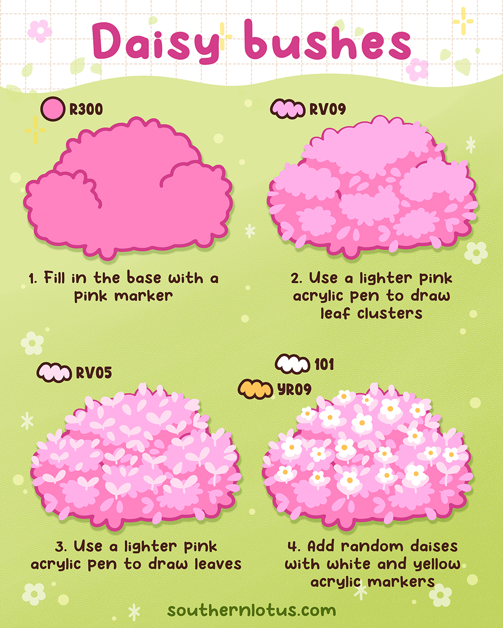 Daisy bushes with a soft pink look