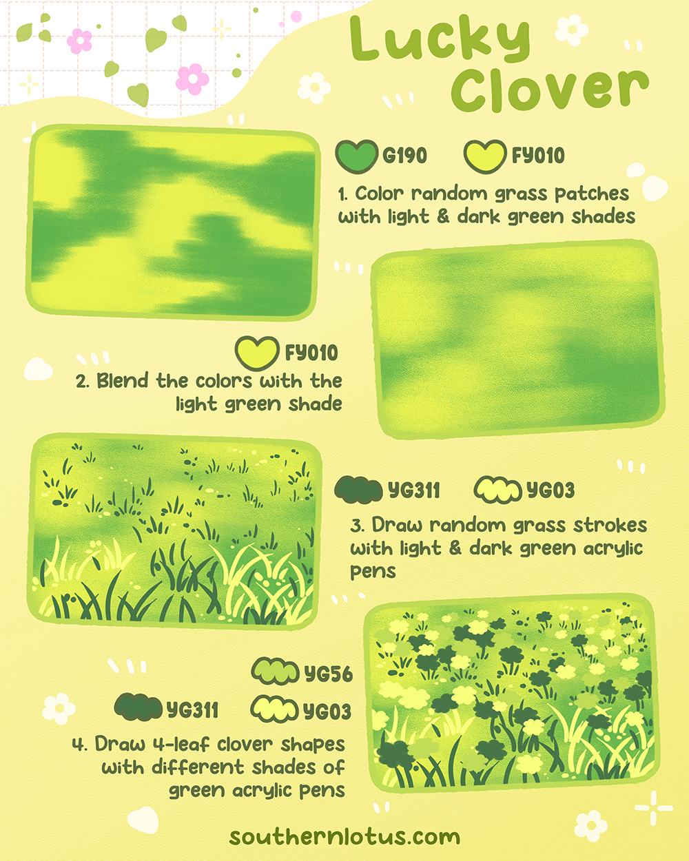 Lucky clover grass coloring style