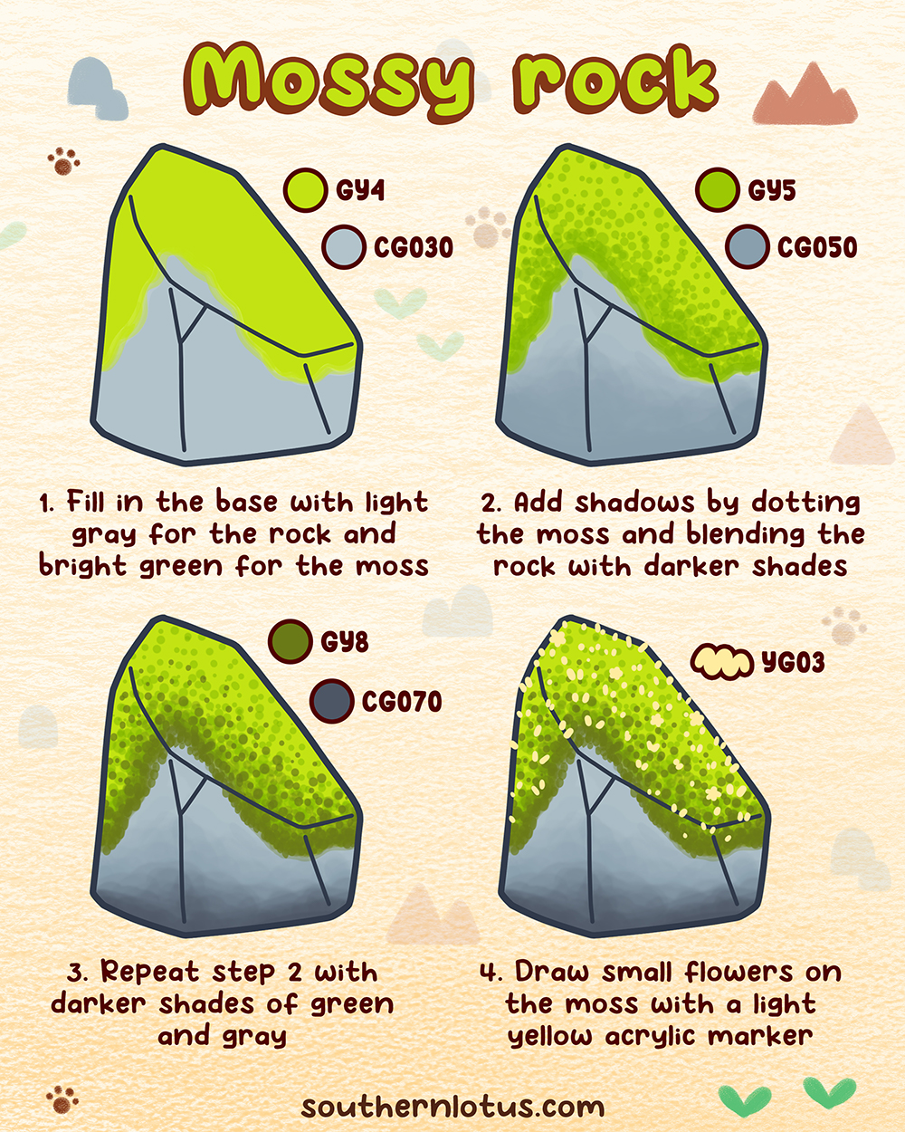 Mossy rock coloring style