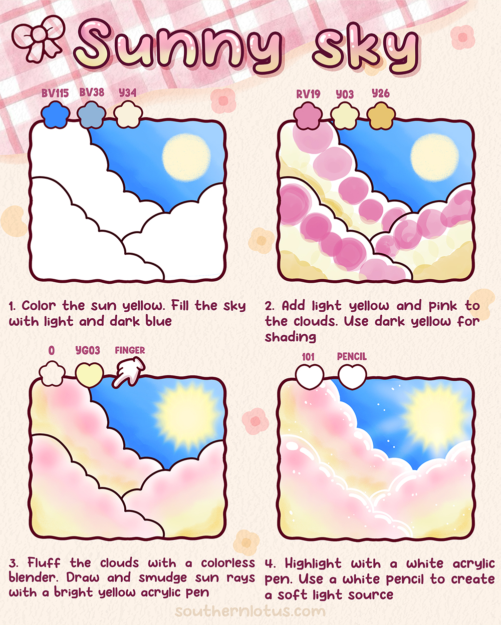 Sunny sky background style for cozy coloring pages