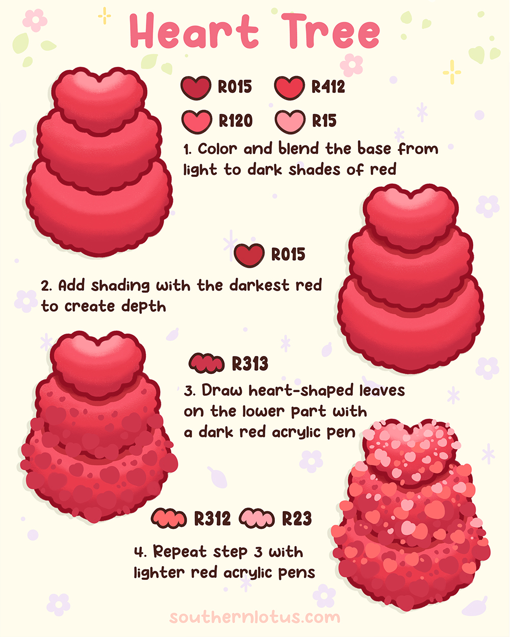 Heart tree style for cozy coloring pages