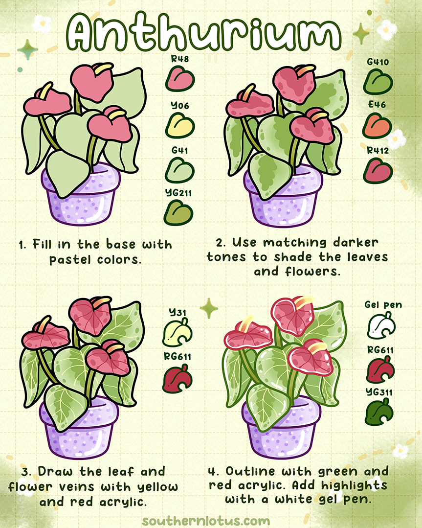 Anthurium tropical plant coloring tutorial