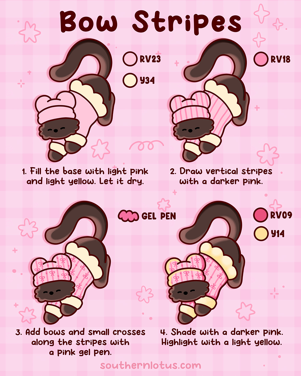 Bow stripes Valentine pattern for knitted outfits and ribbon details