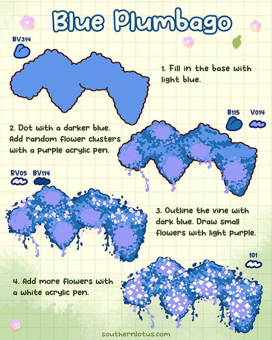 Blue plumbago vine coloring tutorial