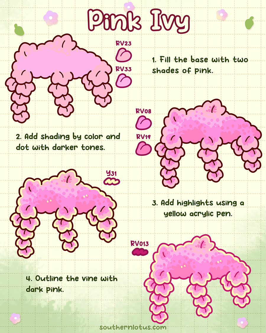 Pink ivy vine coloring tutorial