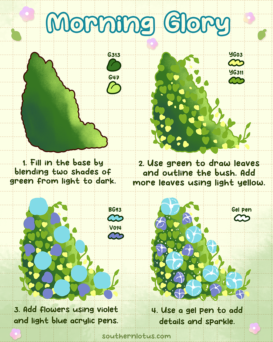 Morning glory vine coloring tutorial
