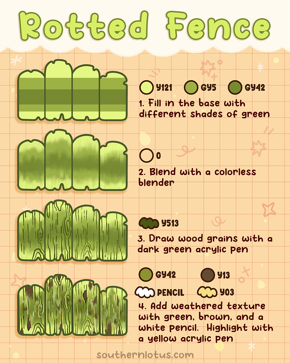 Rotted fence wood style for rustic cozy coloring pages