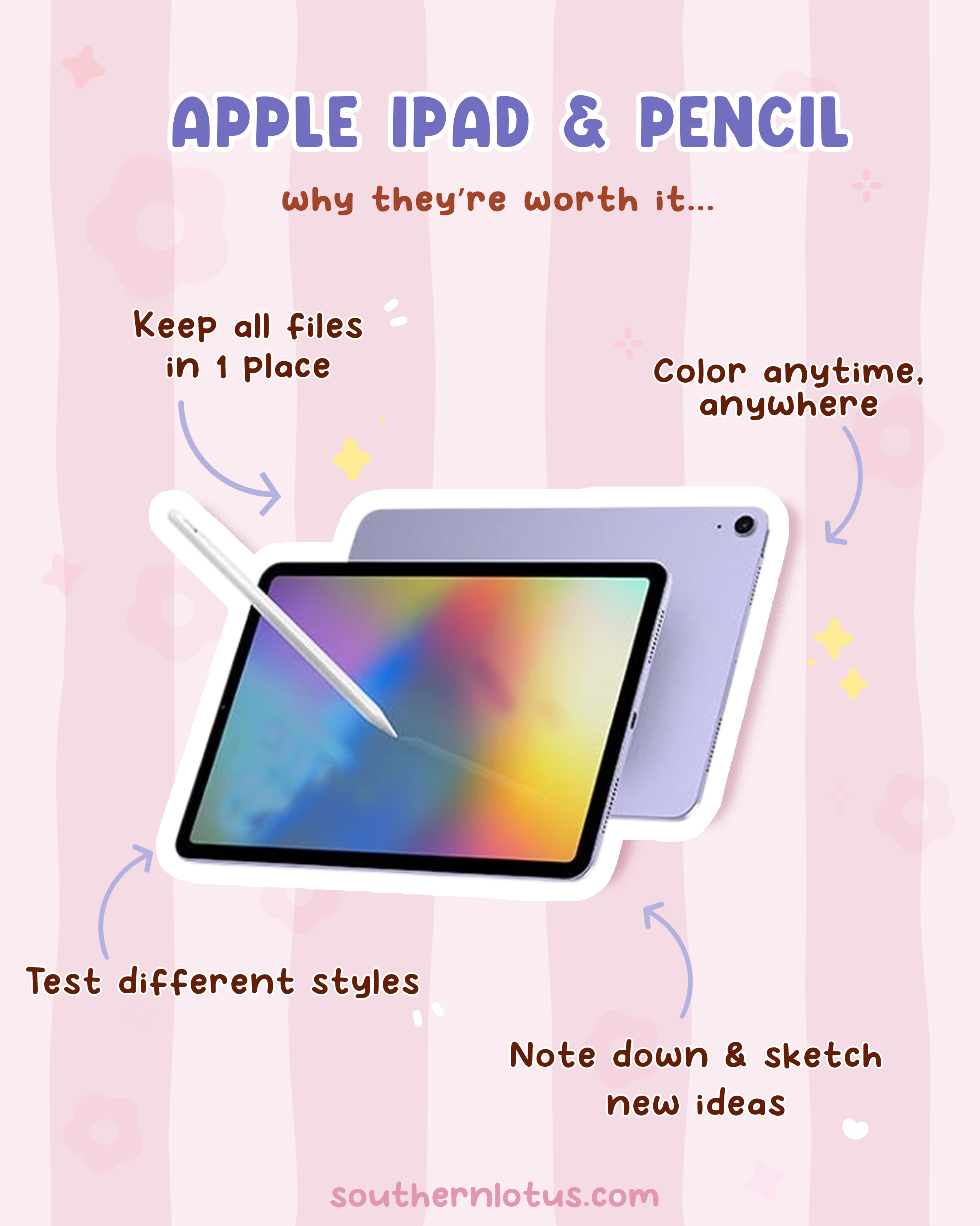 iPad and Apple Pencil for digital coloring pages and creative coloring
