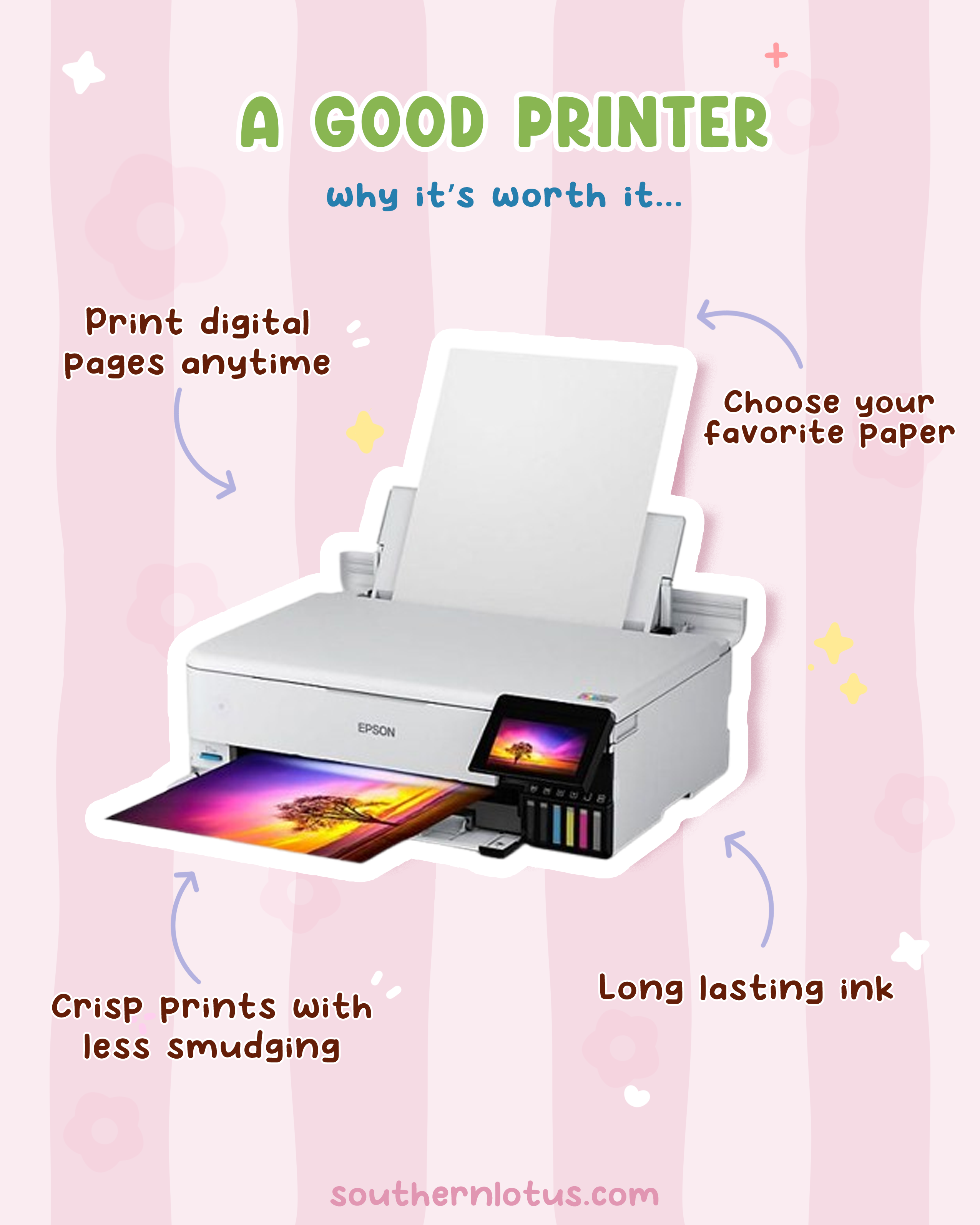 Printer for printable coloring pages and digital coloring designs