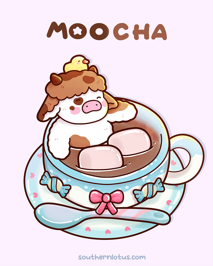 Moocha cute drink coloring page